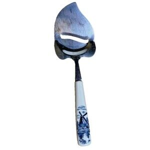 Vintage Delft White/Blue Amsterdam Holland Porcelain Windmill Cheese Slicer 9"
